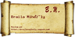 Braila Mihály névjegykártya